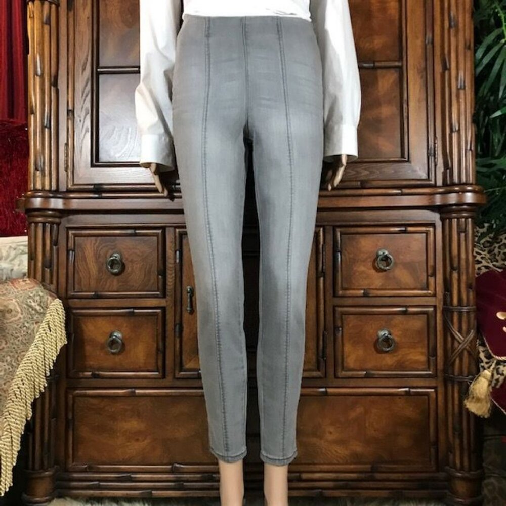 Motto Silver Gray Hollywood Waist Top Seamed Stretch Ankle Jean